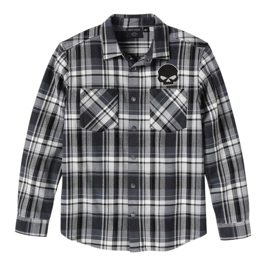 SHIRT-WOVEN, WILLIE G,BLK/LIGHT GRY PLAID