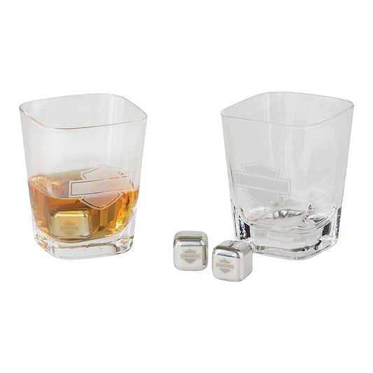 H-D SILHOUETTE B&S ROCKS GLASS SET