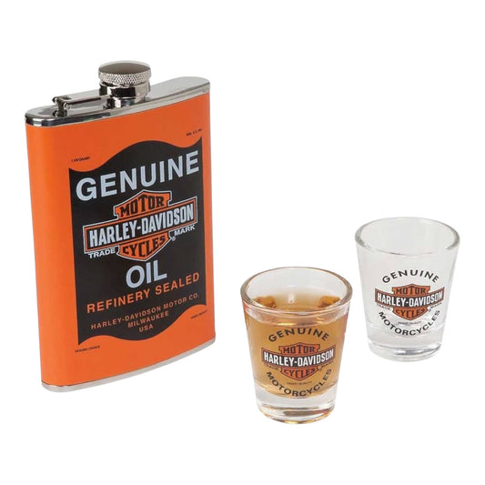 H-D OIL CAN FLASK  SHOT