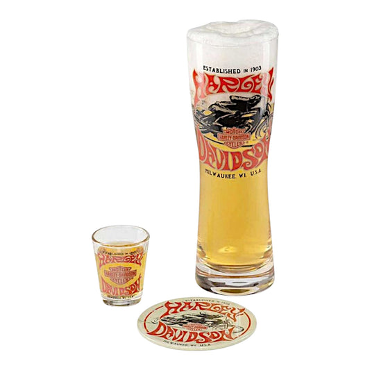 H-D 1970'S RACE PILSNER SHOT & COASTER SET