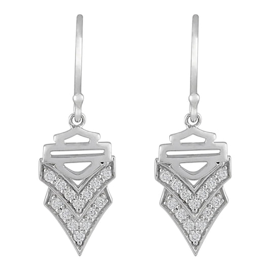 CHEVRON BLING WHITE STONE DROP EARRINGS