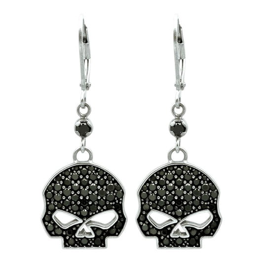 BLACK BLING WILLIE G SKULL DANGLE EARRINGS