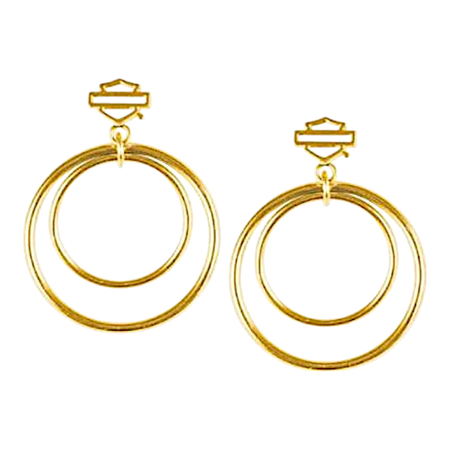 LARGE GOLD TONE DOUBLE CIRCLE POST EARRINGS
