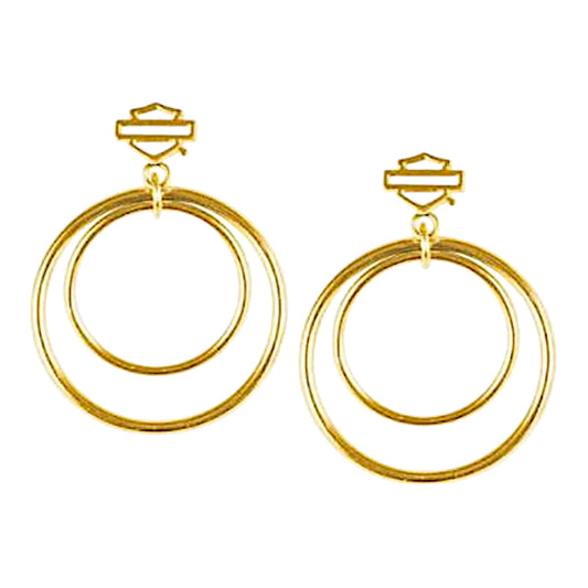 LARGE GOLD TONE DOUBLE CIRCLE POST EARRINGS