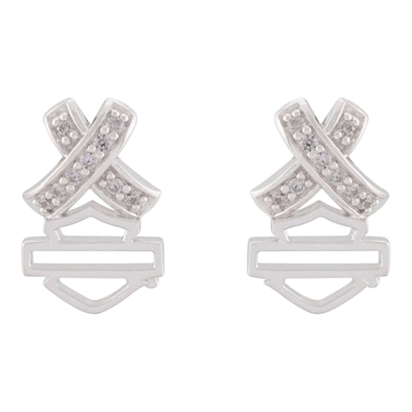 CRISS CROSS WHITE CRYSTAL B&S POST EARRINGS