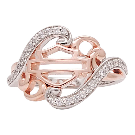 ROSE GOLD PLATED & SILVER BLING FILIGREE RING