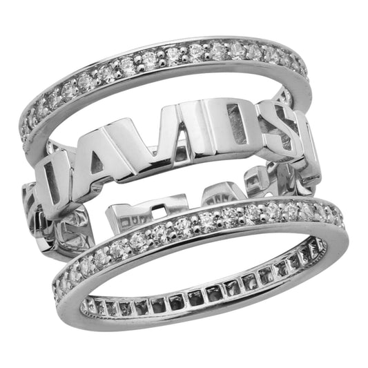 WOMEN'S STACKING RING WHITE CZ STONES