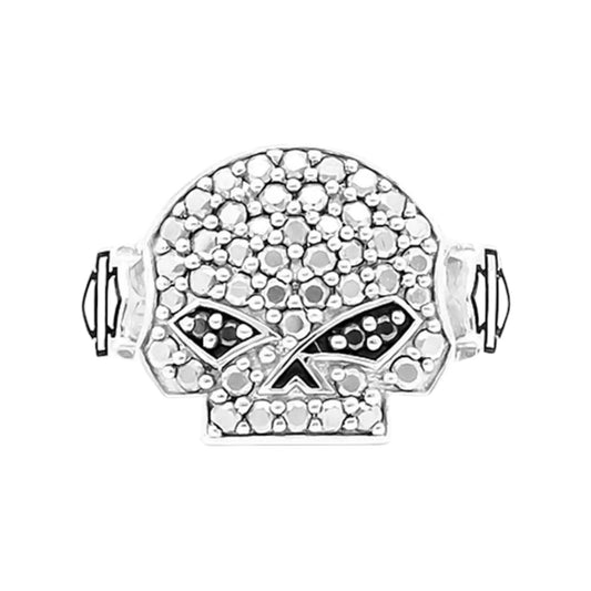 MARCASITE & BLACK CZ BLING SKULL RING