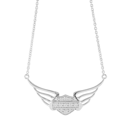 BLING B&S W/PIERCED WINGS NECKLACE