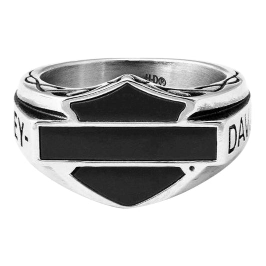 SMALL BLACK CELTIC ENAMEL SIGNET RING