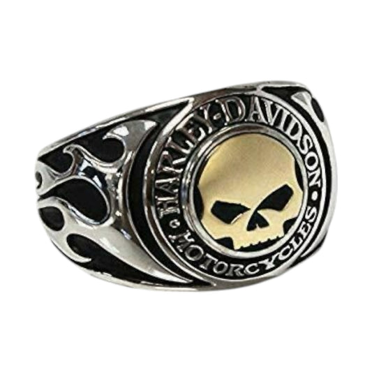 WILLIE G SILVER WITH 14KT INLAY SKULL FLAME