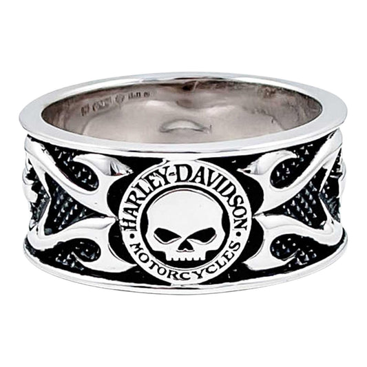 WILLIE G SKULL & TRIBAL FLAME BAND RING