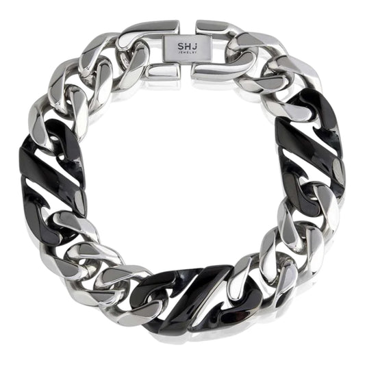 BLACK DOUBLE LINK CHAIN BRACELET