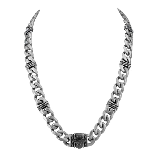 STEEL CURB LINK B&S NECKLACE