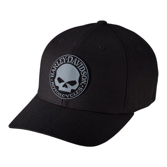 RUBBER SKULL PATCH STRETCH CAP MEN'S BLK