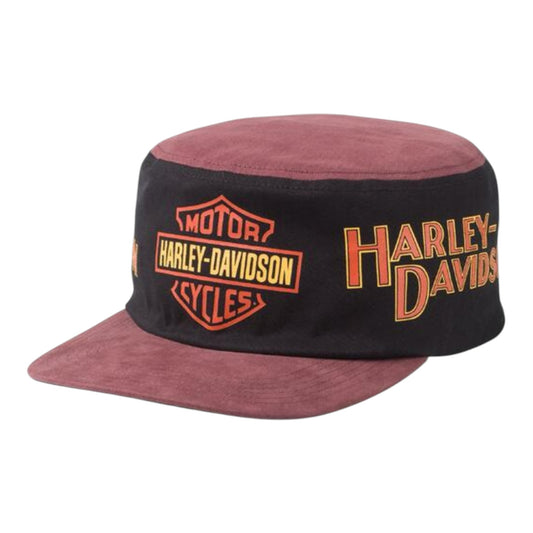 CAP- PILLBOX, WOVEN, BLACK/BURGUNDY