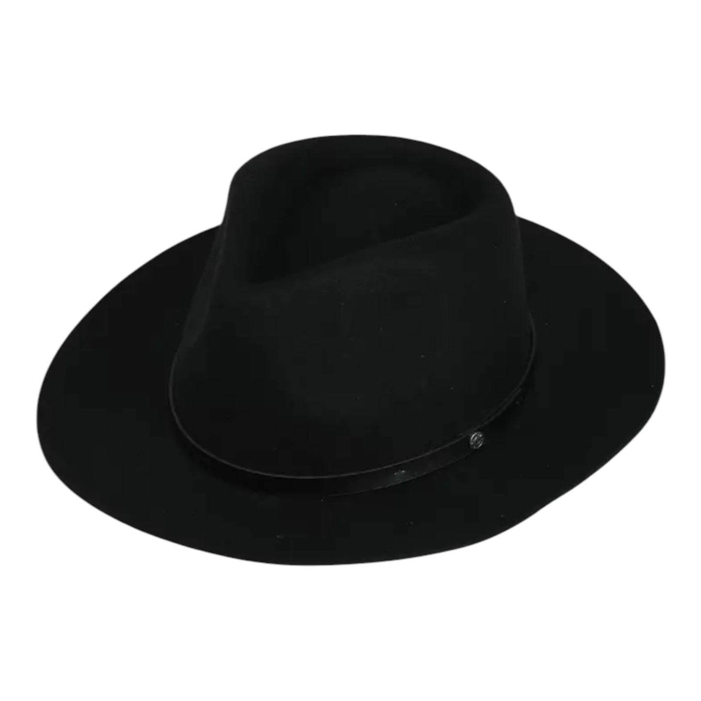 HAT-WOVEN/LEATHER, BLK
