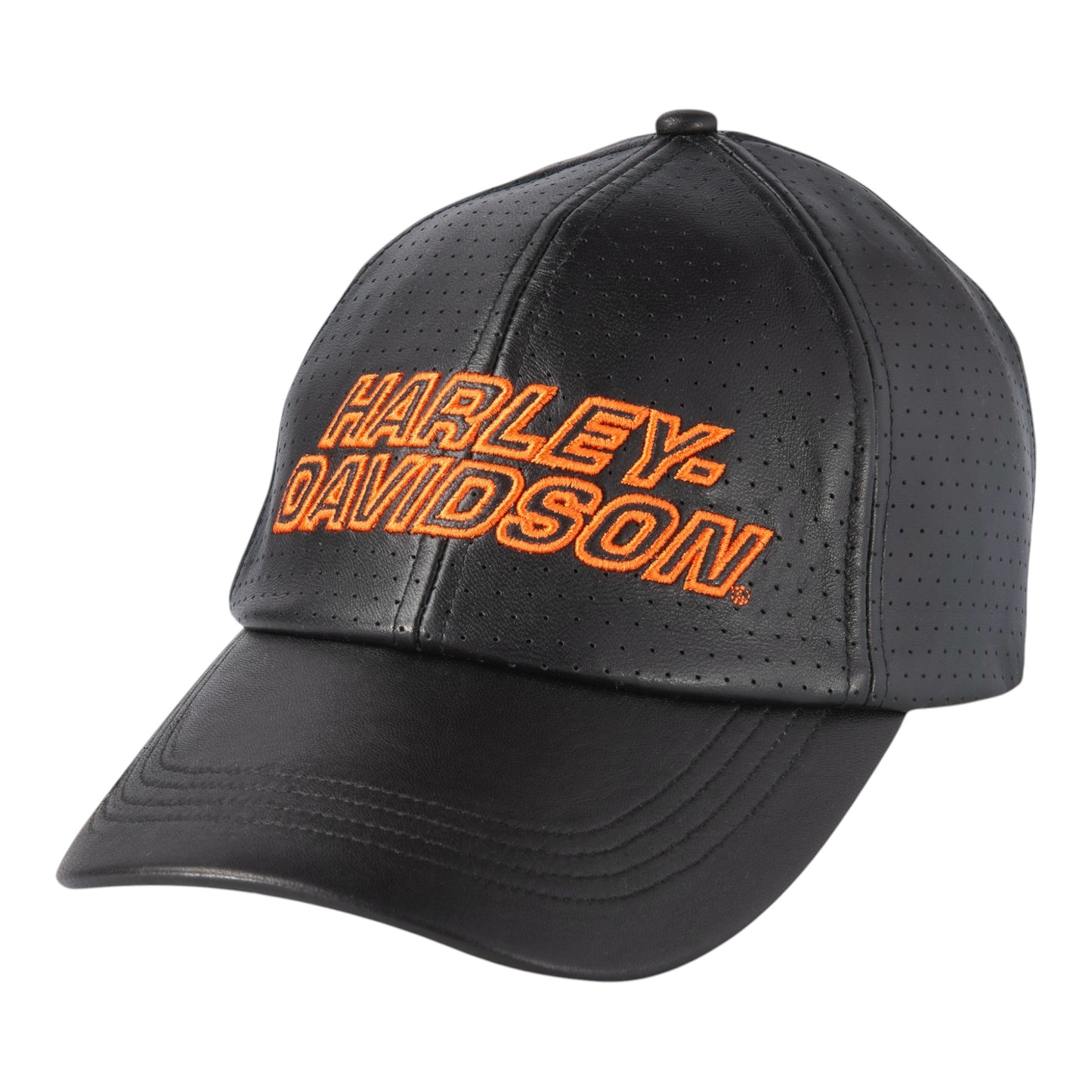 HAT-BB,LEATHER,BLACK & ORANGE