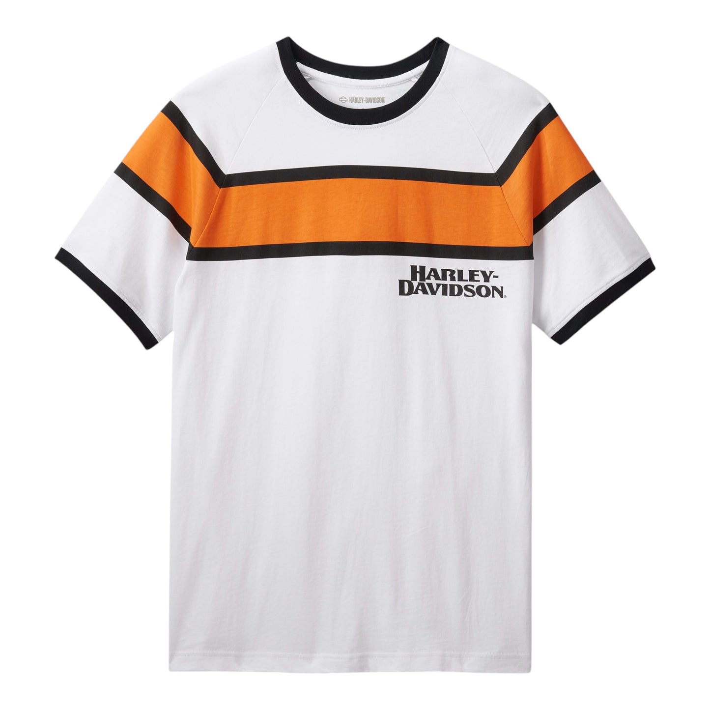 TEE-KNIT, WHITE WITH ORANGE LINE