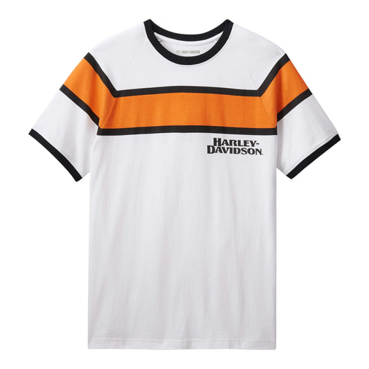 TEE-KNIT, WHITE WITH ORANGE LINE