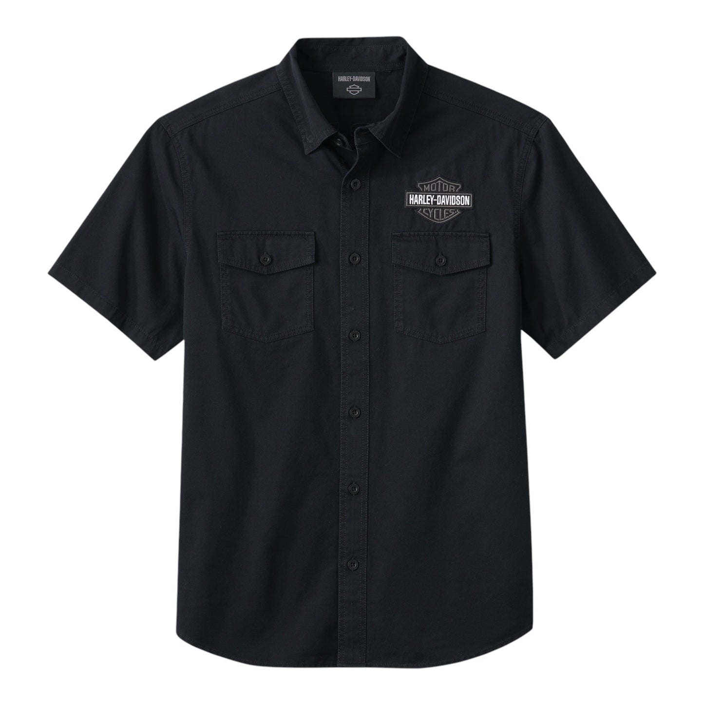 SHIRT-WOVEN, BLACK W/GREY B&S