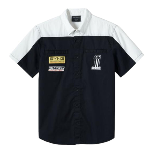 SHIRT-WOVEN, WHITE COLORBLOCK