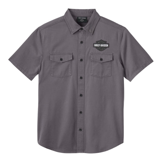 SHIRT-WOVEN, DARK GREY