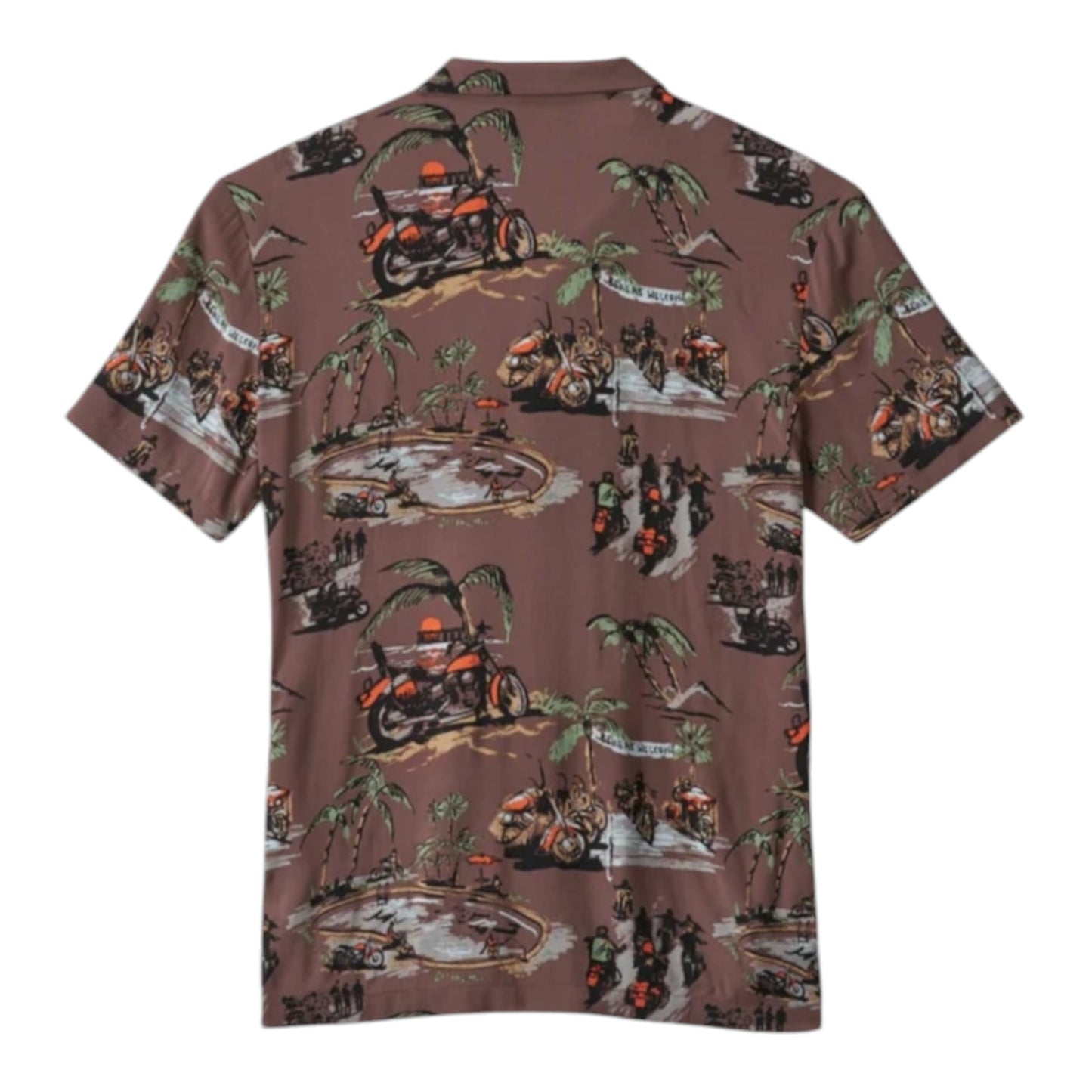 SHIRT-WOVEN, BROWN ALLOVER PRINT