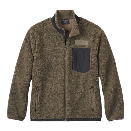JACKET-KNIT, GREEN SHERPA