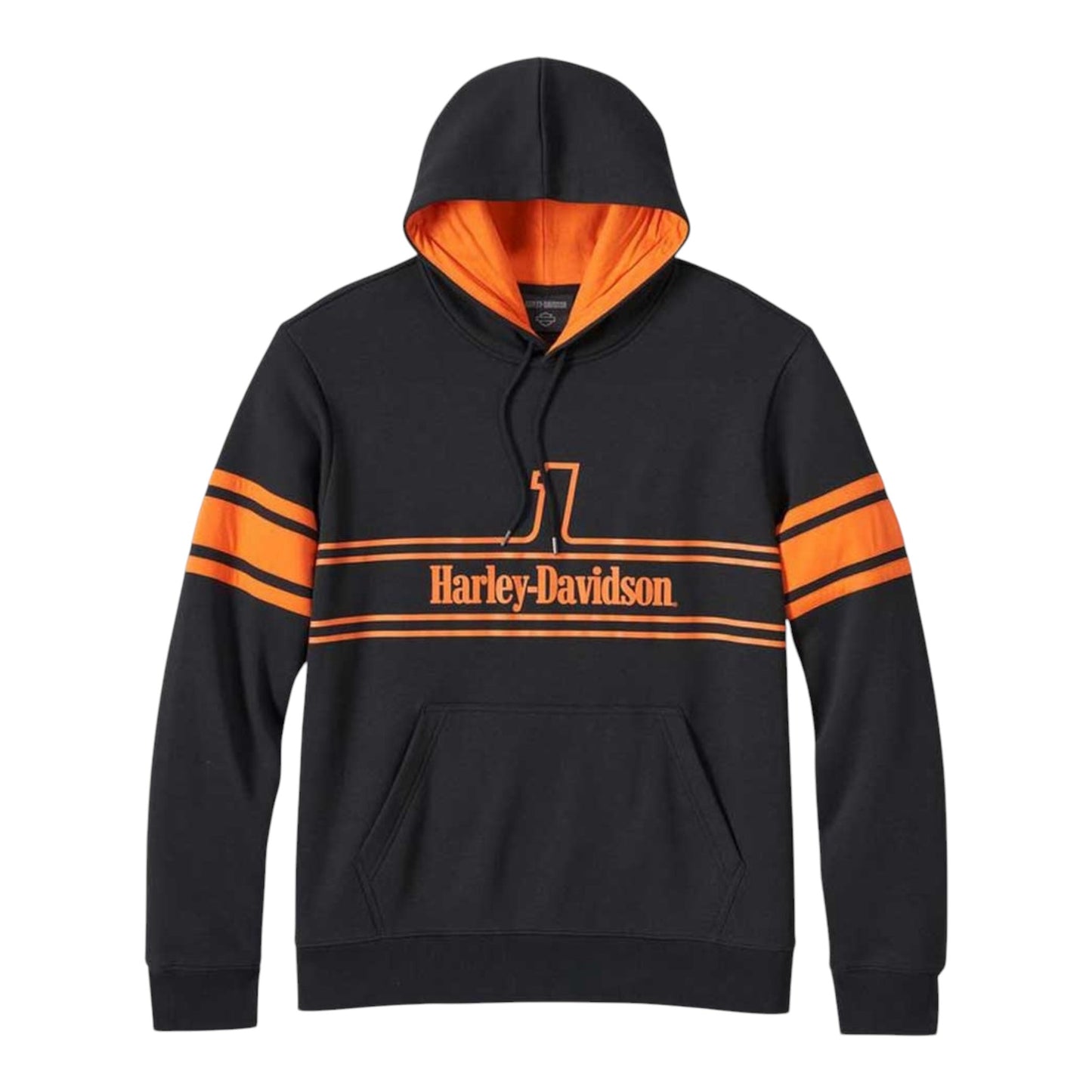 HOODIE-KNIT, BLACK #1 ORANGE