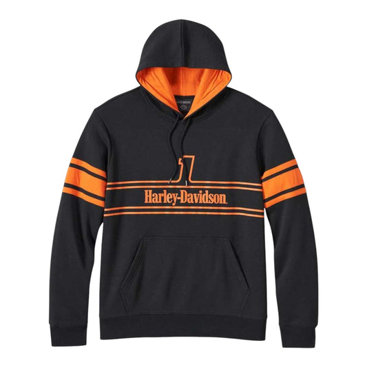 HOODIE-KNIT, BLACK #1 ORANGE