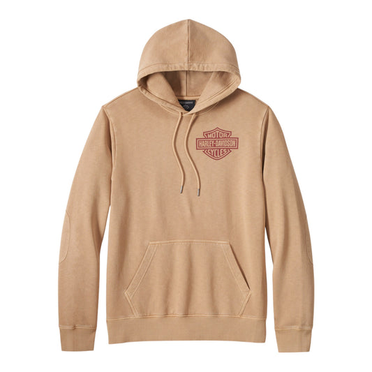 HOODIE-KNIT, TAN/BURGUNDY