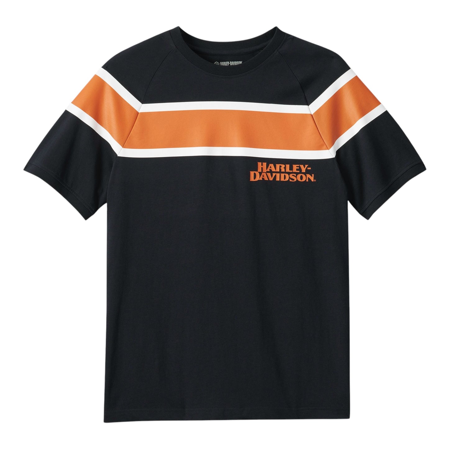 TEE-KNIT, BLACK W/ORANGE & WHITE