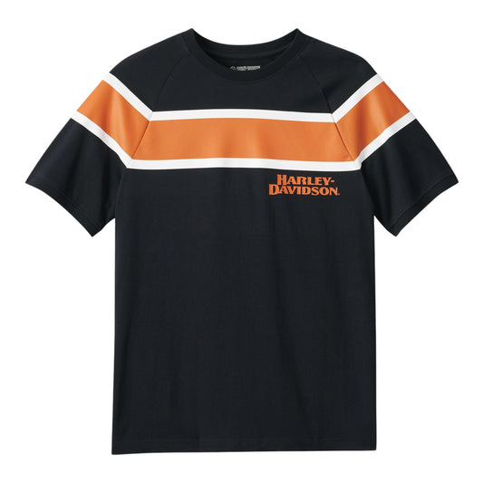 TEE-KNIT, BLACK W/ORANGE & WHITE