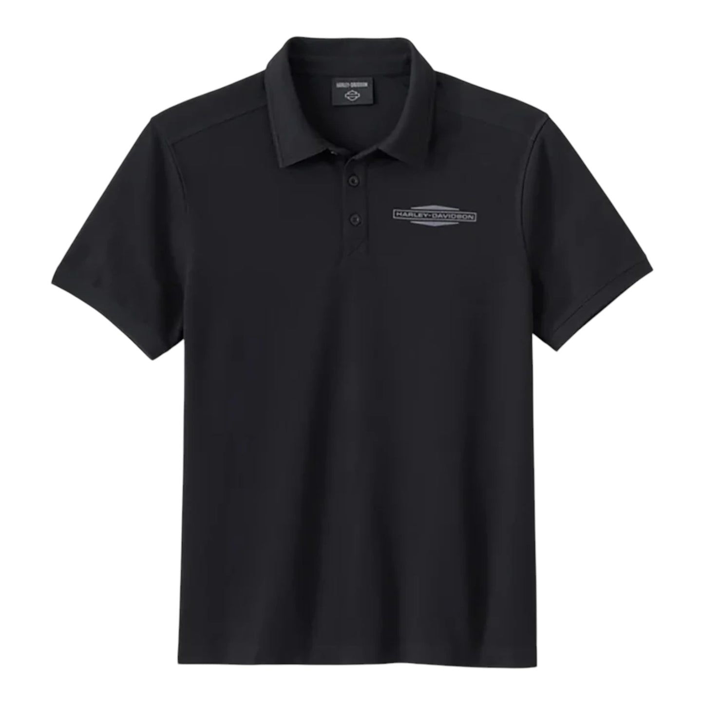 POLO-KNIT, BLACK W/ GREY LOGO