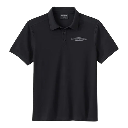 POLO-KNIT, BLACK W/ GREY LOGO