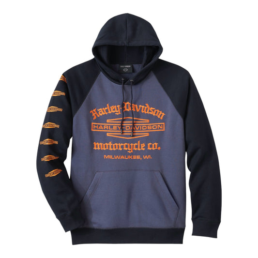 HOODIE-KNIT, LIGHT BLUE/BLACK COLORBLOCK