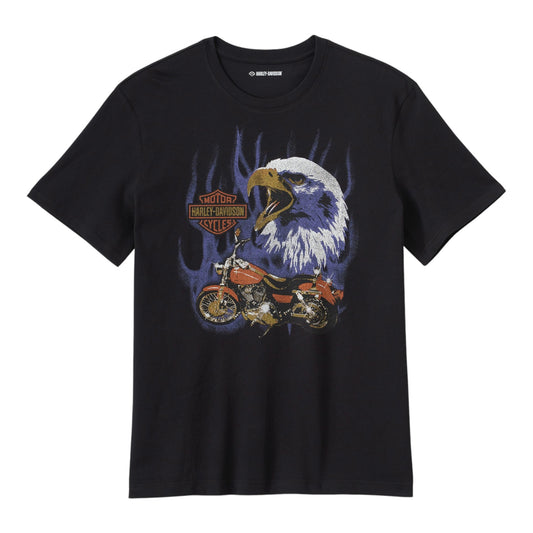 TEE-KNIT, BLACK, EAGLES W/ BLUE FLAMES