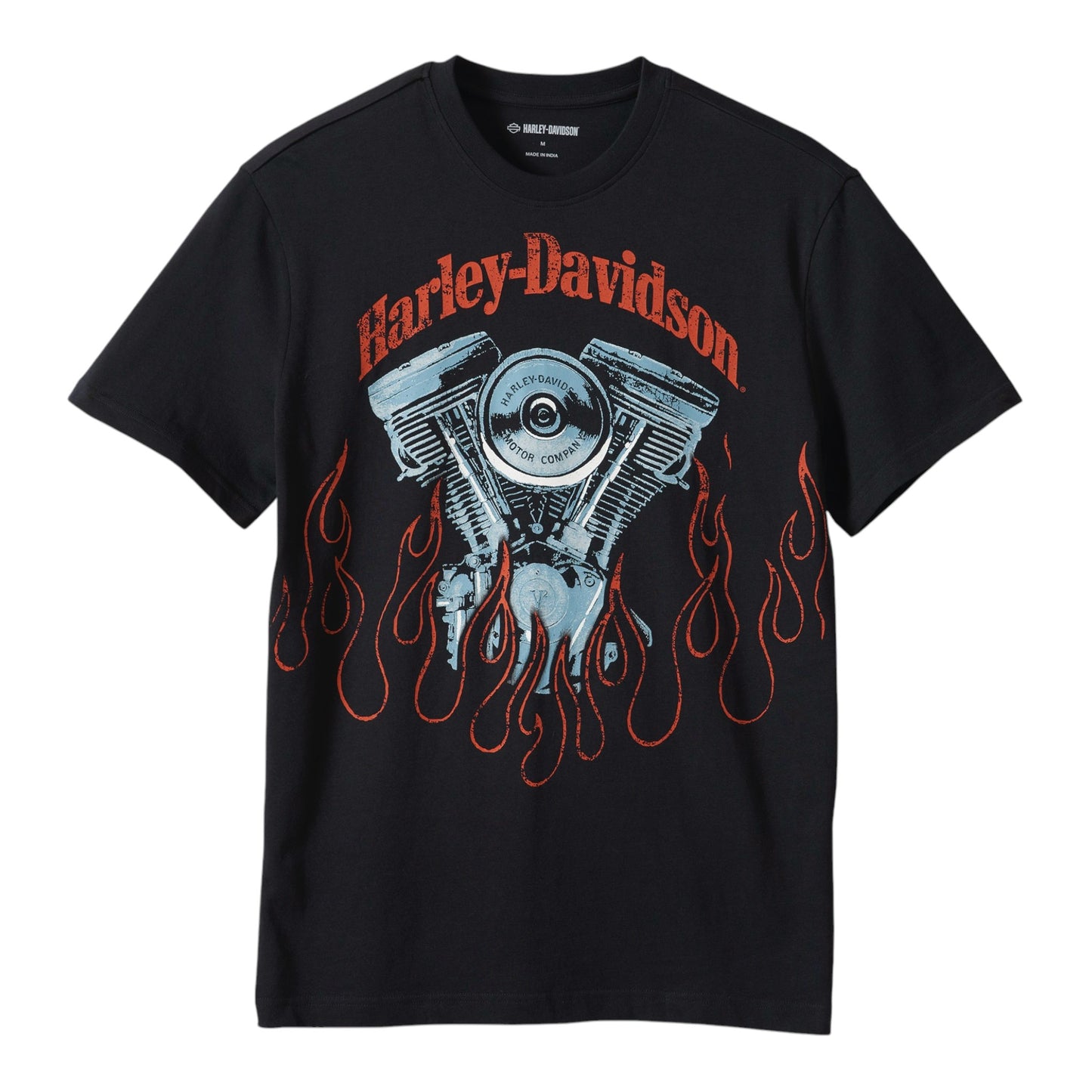 TEE-KNIT, BLACK W/FLAMES