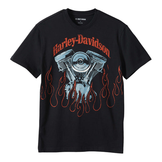 TEE-KNIT, BLACK W/FLAMES