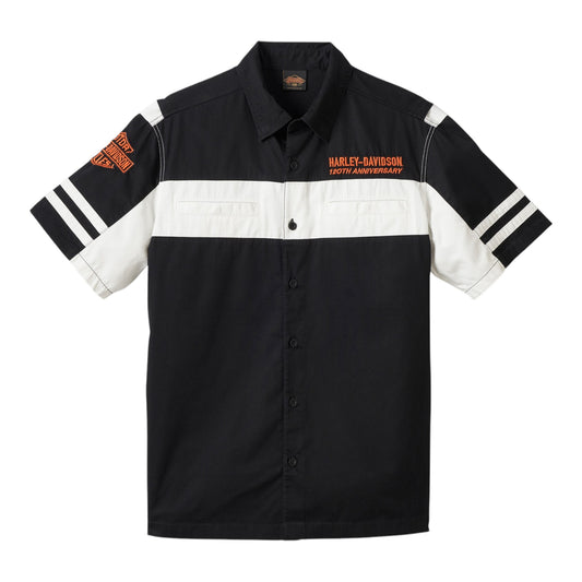 SHIRT-120TH, WOVEN, OFF-WHITE COLORBLOCK