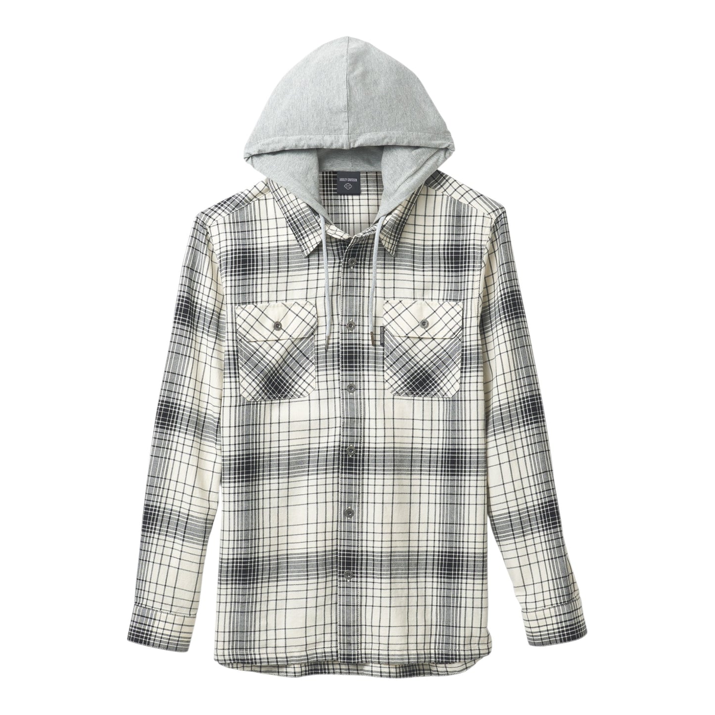 SHIRT-WOVEN, PLAID WHITE