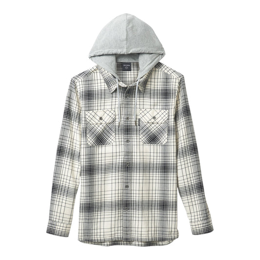 SHIRT-WOVEN, PLAID WHITE