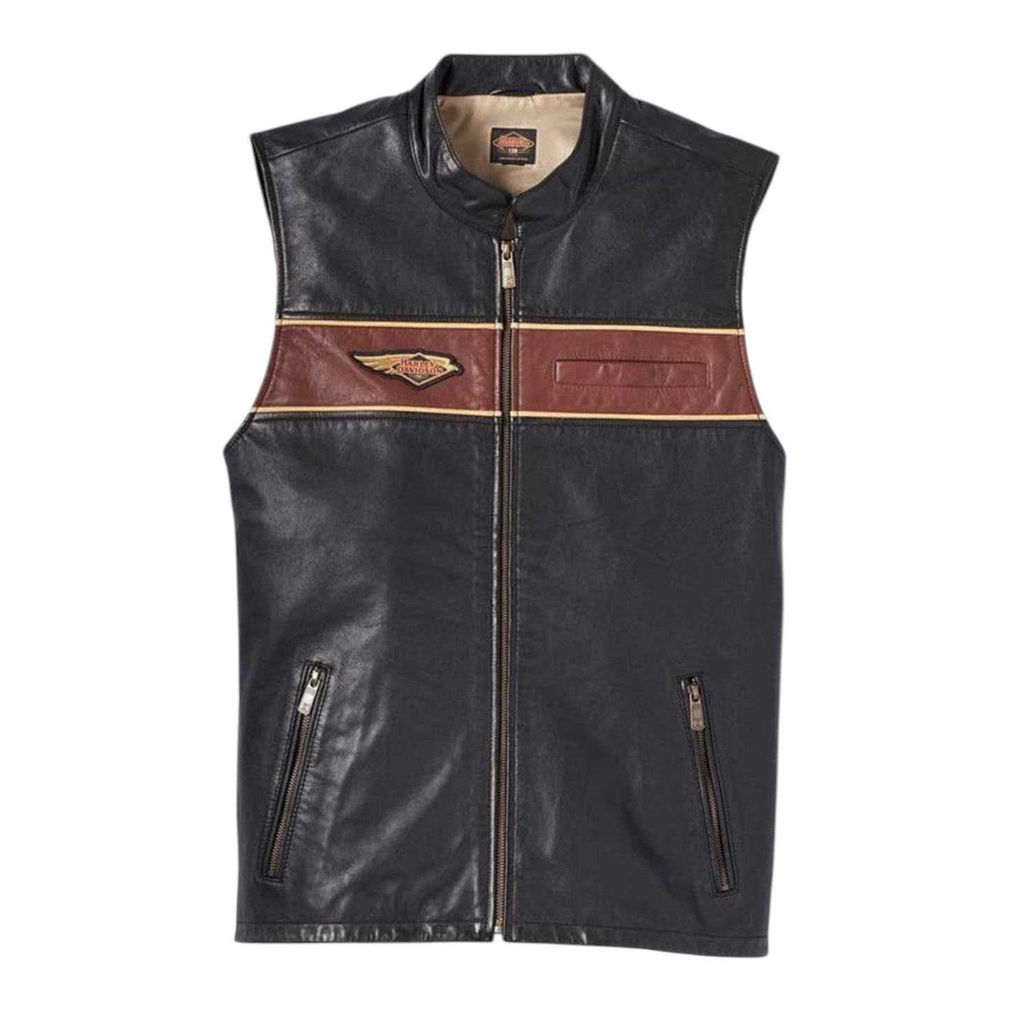 VEST-120TH, LEATHER BLACK