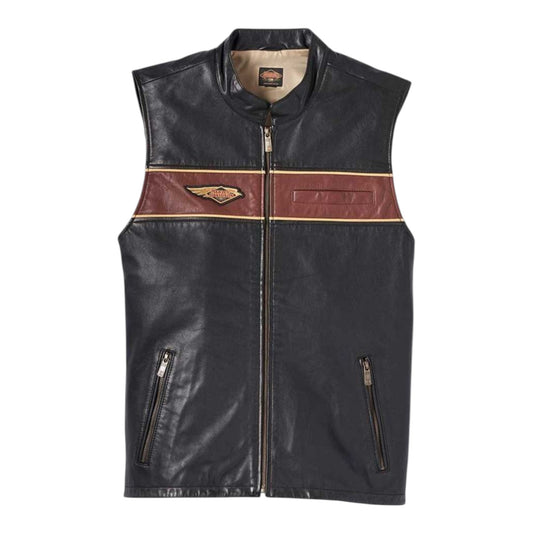 VEST-120TH, LEATHER BLACK