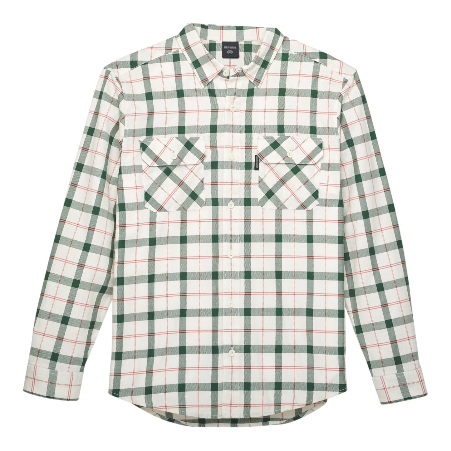 SHIRT-WOVEN, GREEN PLAID