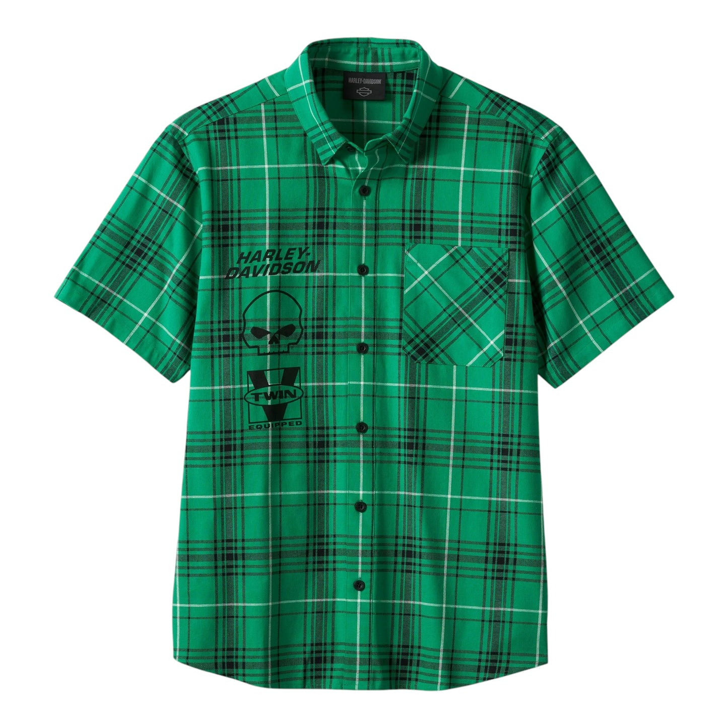 SHIRT-WOVEN, GREEN PLAID W/WILLIE G