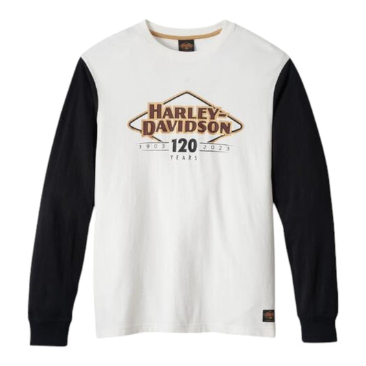 TEE-120TH,KNIT,OFF WHITE COLORBLOCK
