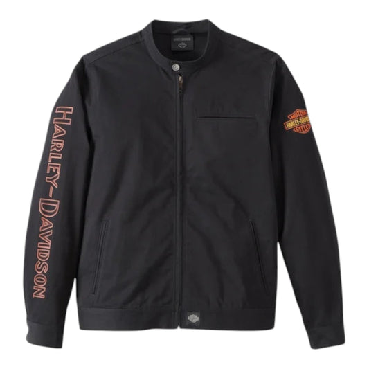 JACKET-WOVEN,BLACK W/ORANGE B&S
