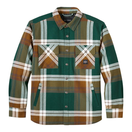 SHIRT JACKET-WOVEN,BROWN/GREEN PLAID